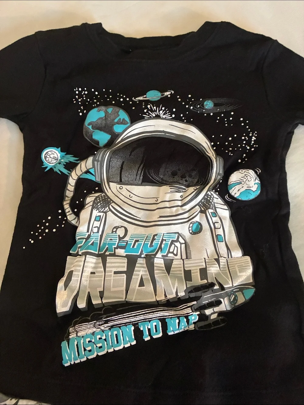 Members Only Black and Gray Space Pajama Set with Teal Accents